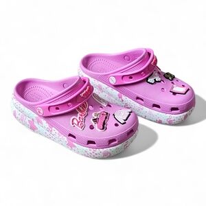 Crocs Kids Barbie Pink Platform Clogs with Jibbitz Charms Size J4